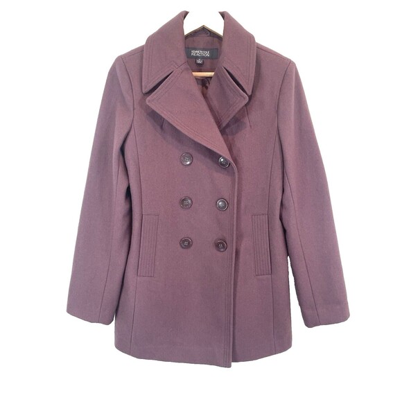 Kenneth Cole Reaction Double Breasted Peacoat Purple Plum Mauve Medium - Picture 1 of 15
